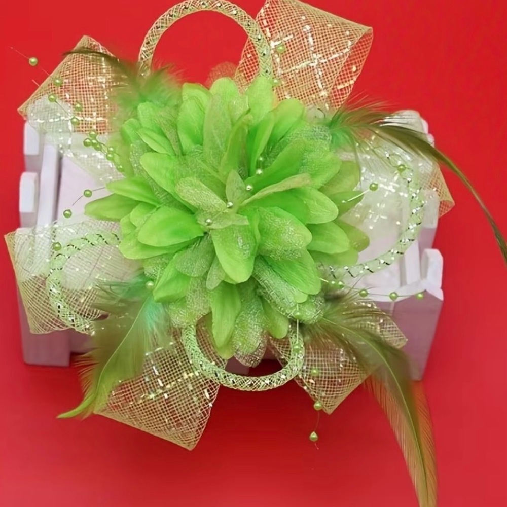 Vibrant Green Floral Hair Clip